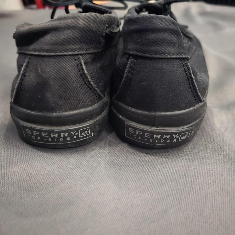 Sperry Mens Black Canvas Boat Shoes 12 - Picture 4 of 9